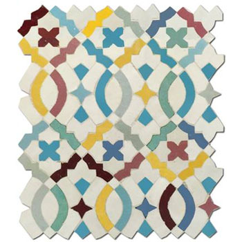 Mosaic House Moroccan tile Mopra Hippi 1-13-23-18-2-21-7-17 White Light Turquoise Turquoise Yellow Light Blue Pink Red Sky blue  zellige, mosaic, zellij, field, pattern, glaze, intricate, traditional 